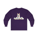 White Swiss Shepherds 'Heidi and her Pups' Classic Cotton Long Sleeve Tee