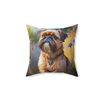 Brussels Griffon Spun Polyester Throw  Pillow