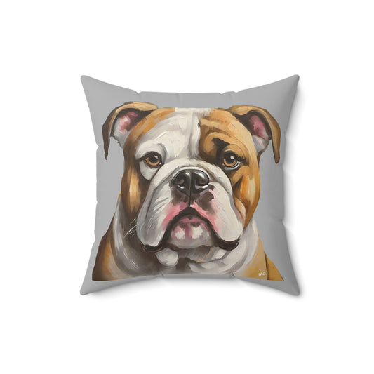 American Bulldog Spun Polyester Square Throw Pillow