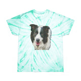 Border Collie #2 - Unisex Cotton Tie-Dye Tee, Cyclone