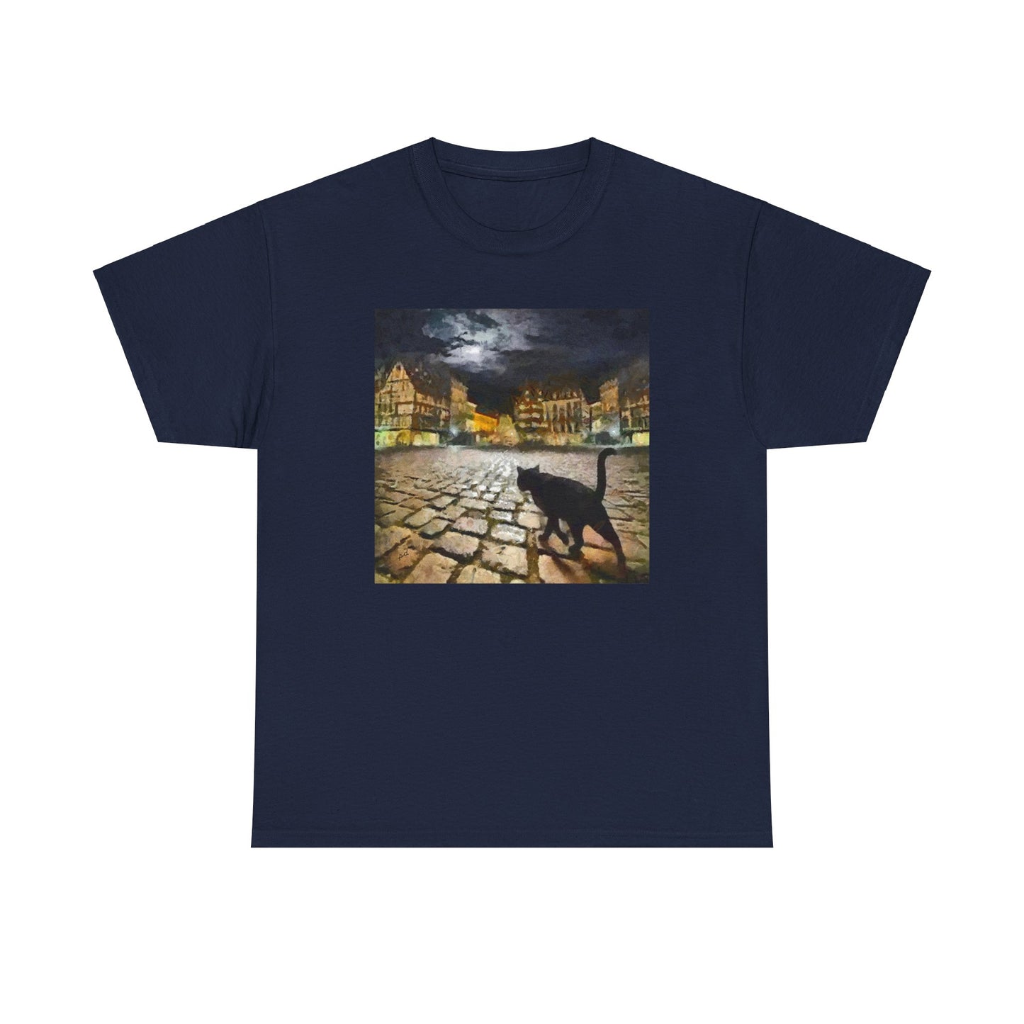 Night Cat Unisex Heavy Cotton Tee