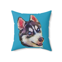 Siberian Husky 'Iditarod' Spun Polyester Throw Pillow
