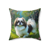 Japanese Chin - Spun Polyester Throw Pillow