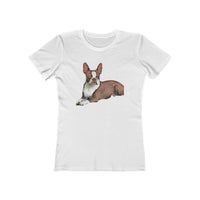 Boston Terrier Brown & White Women's Slim Fit Rigspun Cotton Tee