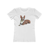 Boston Terrier Brown & White Women's Slim Fit Rigspun Cotton Tee