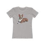 Boston Terrier Brown & White Women's Slim Fit Rigspun Cotton Tee