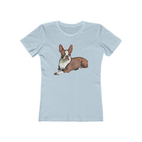 Boston Terrier Brown & White Women's Slim Fit Rigspun Cotton Tee