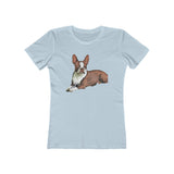 Boston Terrier Brown & White Women's Slim Fit Rigspun Cotton Tee