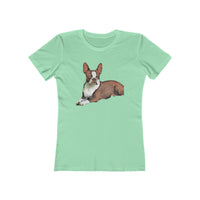 Boston Terrier Brown & White Women's Slim Fit Rigspun Cotton Tee