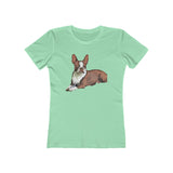 Boston Terrier Brown & White Women's Slim Fit Rigspun Cotton Tee