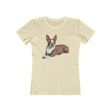 Boston Terrier Brown & White Women's Slim Fit Rigspun Cotton Tee