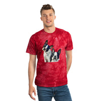 Boston Terriers 'Skipper & Dee Dee' Unisex Cotton Tie-Dye Tee, Crystal