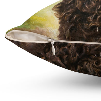 Curly-Coated Retriever Spun Polyester Throw Pillow