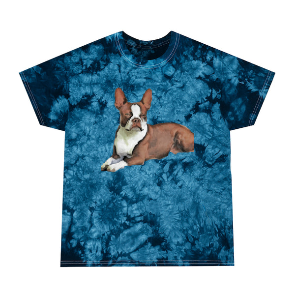 Boston Terrier 'Seely' Unisex Cotton Tie-Dye Tee, Crystal