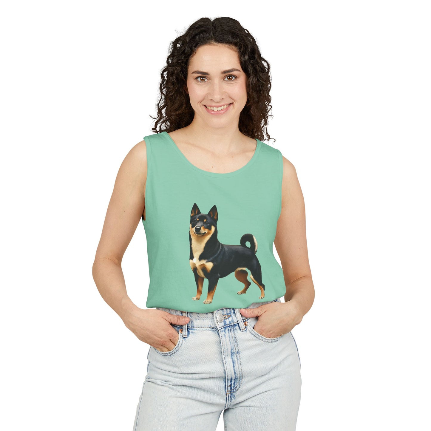 Black & Tan Shiba Inu Unisex Relaxed Fit Garment-Dyed Tank Top