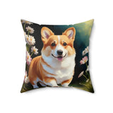 Welsh Corgi Puppy - Spun Polyester Throw Pillow