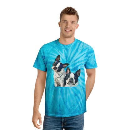 Boston Terriers 'Skipper & Dee Dee' Unisex Cotton Tie-Dye Tee, Cyclone