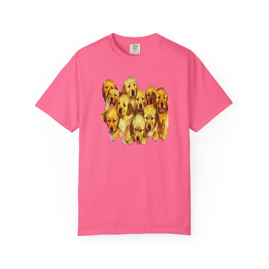 Golden Retriever Puppies Unisex-Adult Relaxed Fit Cotton T-shirt
