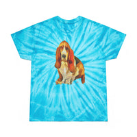 Basset Hound 'Lautrec' Unisex Cotton Tie-Dye Tee, Cyclone - Art for the Soul