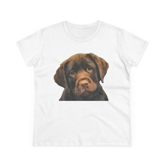 Chocolate Labrador Puppy 'Chocolate Lab' Women's Midweight Cotton Tee