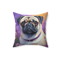 Pug Spun Polyester Throw Pillow