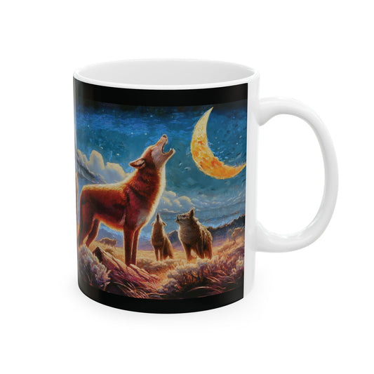 Coyotes in Moonlight Ceramic Mug 11oz