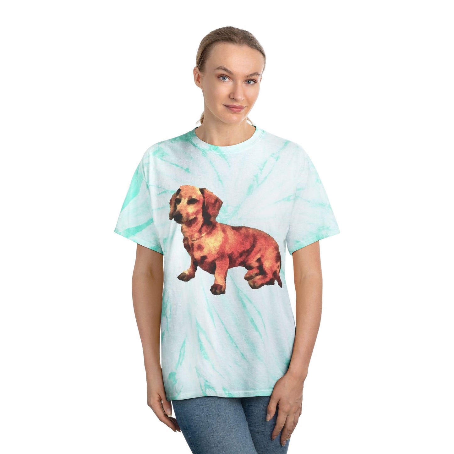 Dachshund 'Simone' Unisex Cotton Tie-Dye Tee, Cyclone