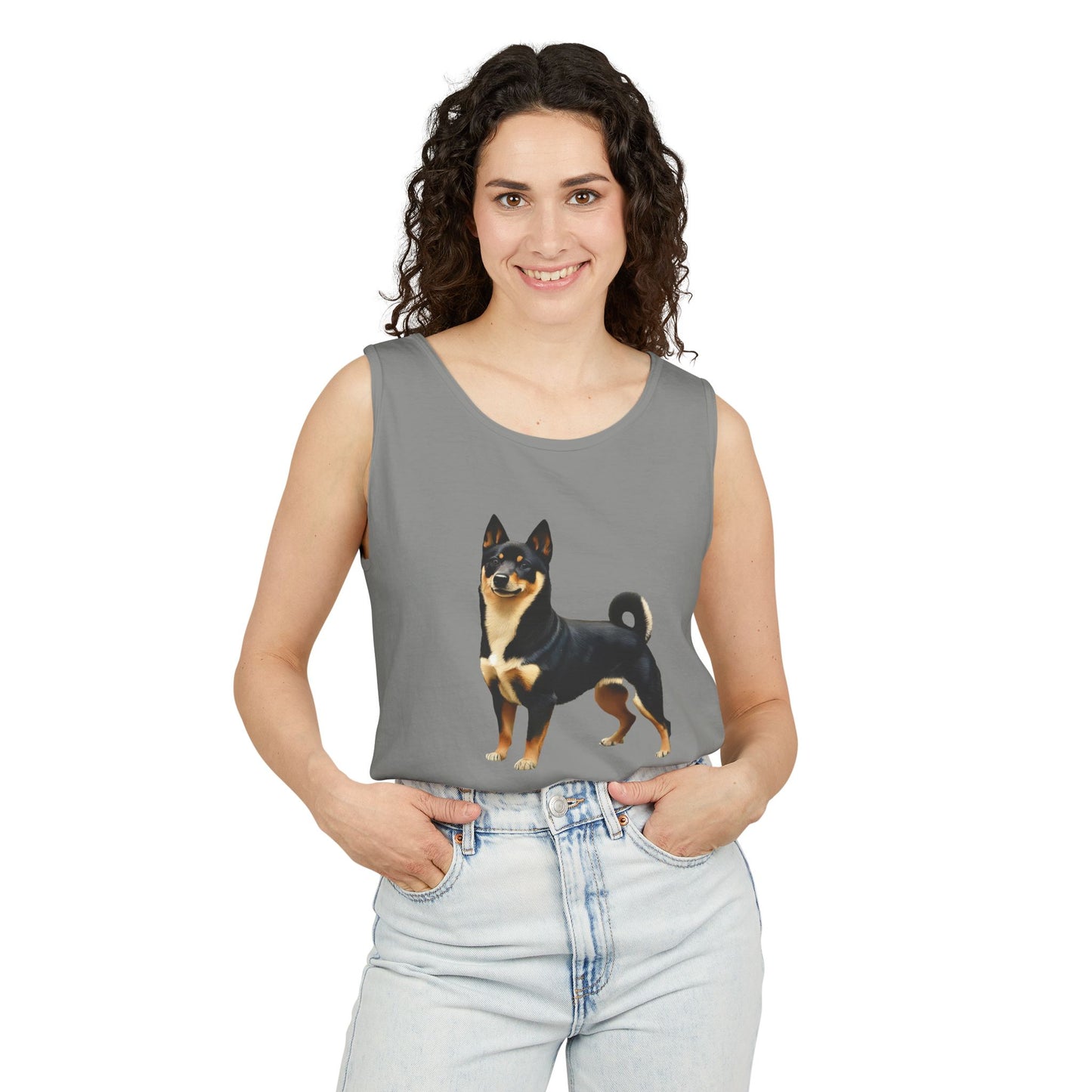 Black & Tan Shiba Inu Unisex Relaxed Fit Garment-Dyed Tank Top