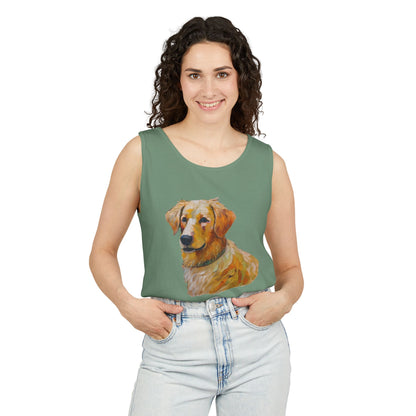 Golden Retriever Puppy - Unisex Relaxed Fit Garment-Dyed Tank Top