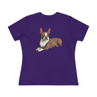Boston Terrier Brown & White Women's Relaxed Cotton Tee