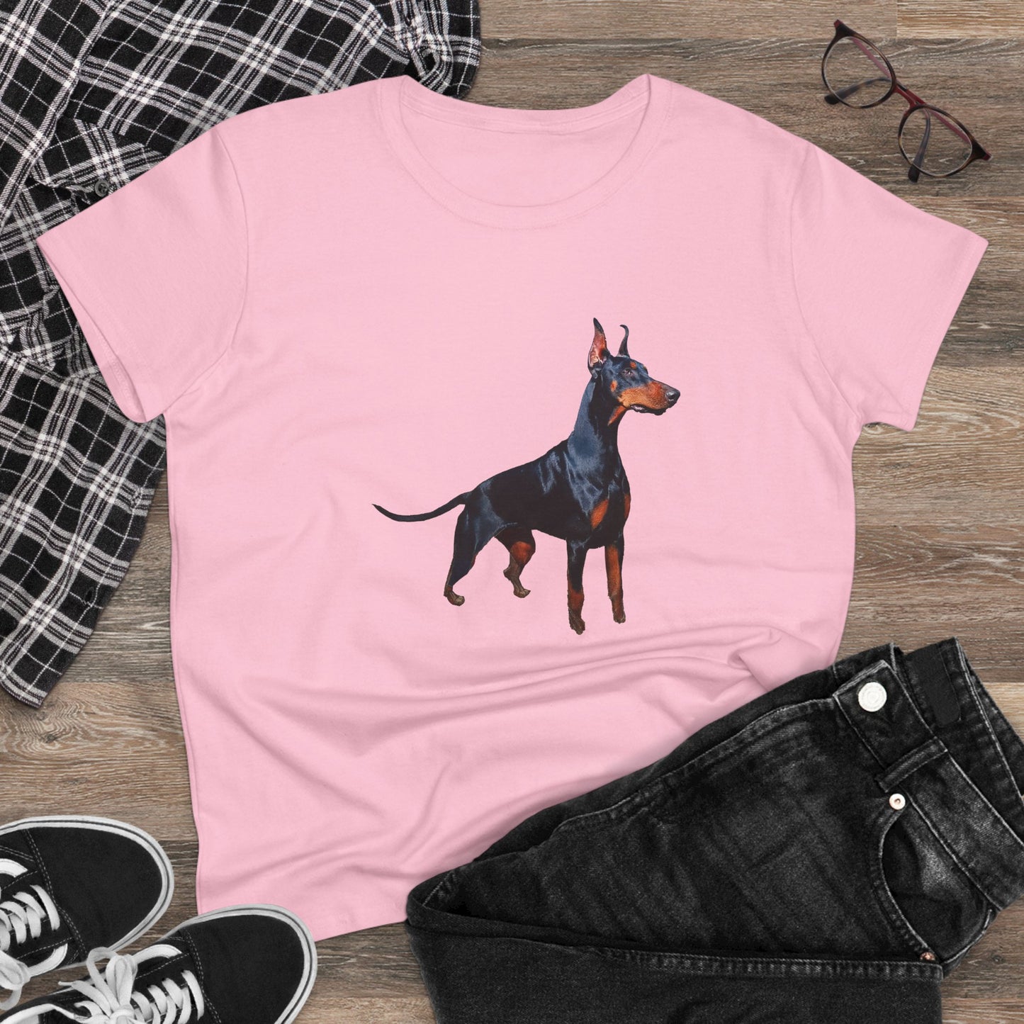 Bold Doberman Pinscher - Women's Midweight Cotton Tee - Perfect for Dog Lovers