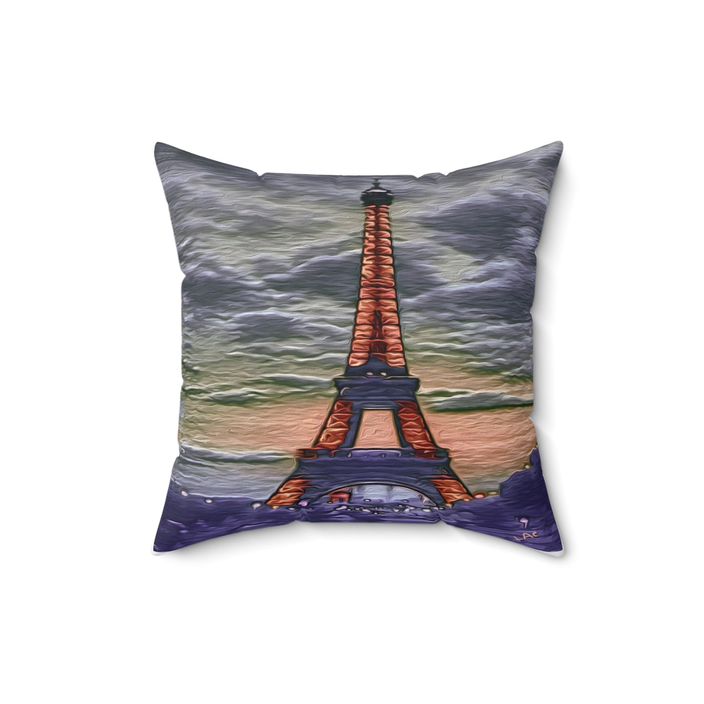 Eiffel Tower Sunset - Spun Polyester Throw Pillow