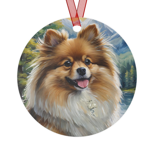 German Spitz Christmas Tree Metal Ornament