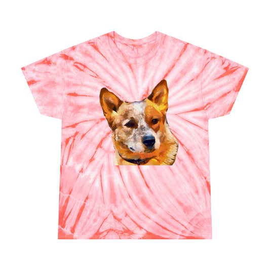 Aussie Craze: Red Heeler Tie-Dye Tee in Cyclone