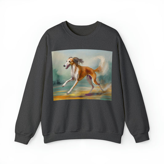 Saluki 'On the  Run' Unisex 50/50 Crewneck Sweatshirt