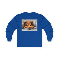 Shetland Sheepdog Sleepy Sheltie Unisex Cotton Long Sleeve Tee