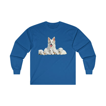 White Swiss Shepherds 'Heidi and her Pups' Classic Cotton Long Sleeve Tee