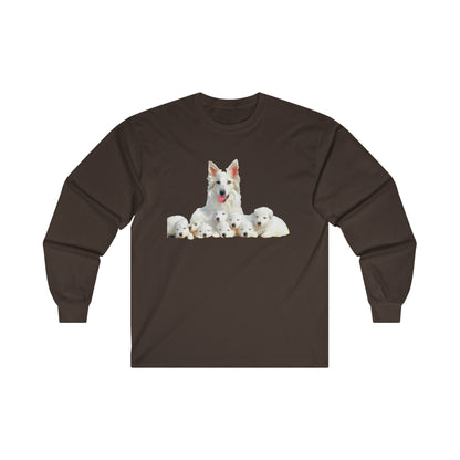 White Swiss Shepherds 'Heidi and her Pups' Classic Cotton Long Sleeve Tee