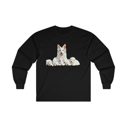 White Swiss Shepherds 'Heidi and her Pups' Classic Cotton Long Sleeve Tee