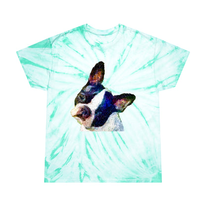 Boston Terrier 'Skipper' Unisex Cotton Tie-Dye Tee in Cyclone