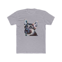 German Shepherd 'Sly' Men's Fitted Crew 100% Cotton T-Shirt