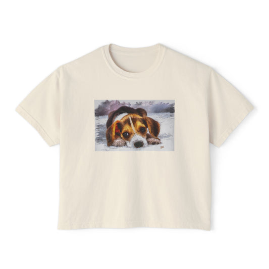 Beagle #1 Women's Oversize Boxy Tee - The Softest Embrace of Elegance