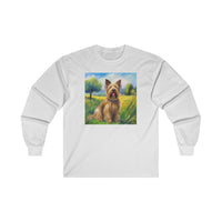 Briard in French Countryside Unisex Cotton Long Sleeve Tee