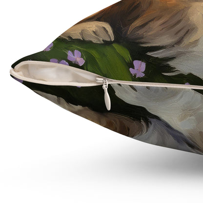 Lhasa Apso Spun Polyester Throw Pillow