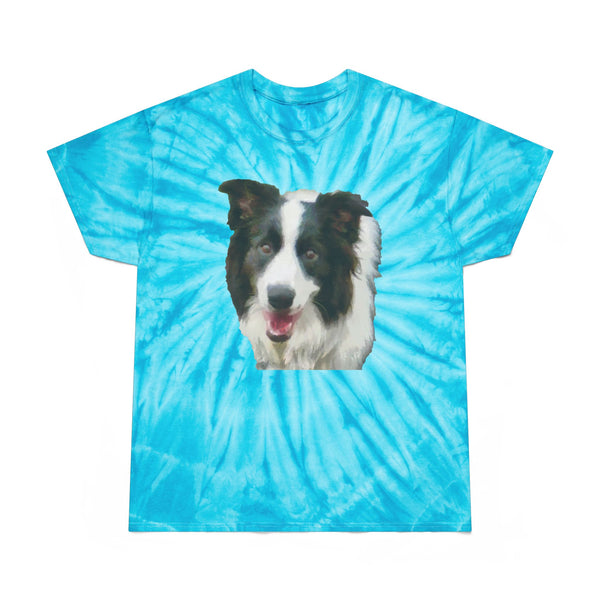 Border Collie #2 - Unisex Cotton Tie-Dye Tee, Cyclone