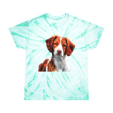 Brittany Spaniel 'Gunner' Unisex Tie-Dye Tee in Cyclone