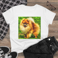 Pomeranian 'Pom Pom' Women's Midweight Cotton Tee