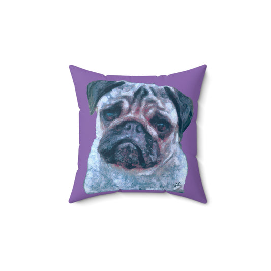 Pug 'Pompey' Spun Polyester Throw Pillow