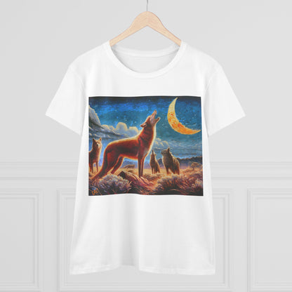 Coyotees under Moonlight Women's Midweight Cotton Tee