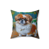 Pekingese Puppy Spun Polyester Throw Pillow